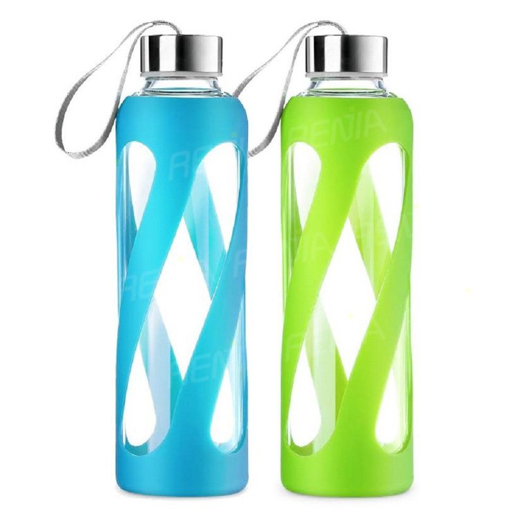 RENJIA pyrex glass water bottle with silicone sleeve silicone rubber cup sleeve silicone sleeve