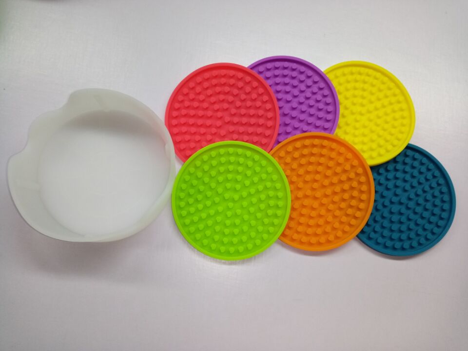  Round shape silicone coaster drink with wine glass holder custom printed logo wholesale blank coasters