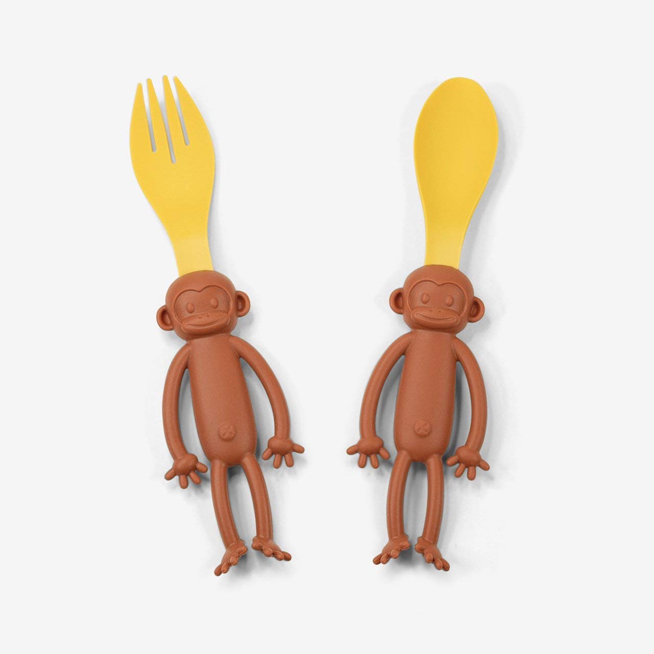 Hot Selling Eco-friendly natural food grade Environmental monkey knife and fork set handle silicone spoon